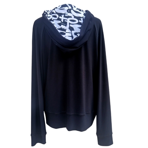 Joseph Ribkoff Women's Sz 10 Designer Graffiti Printed Black White Hooded Jacket - Picture 8 of 11